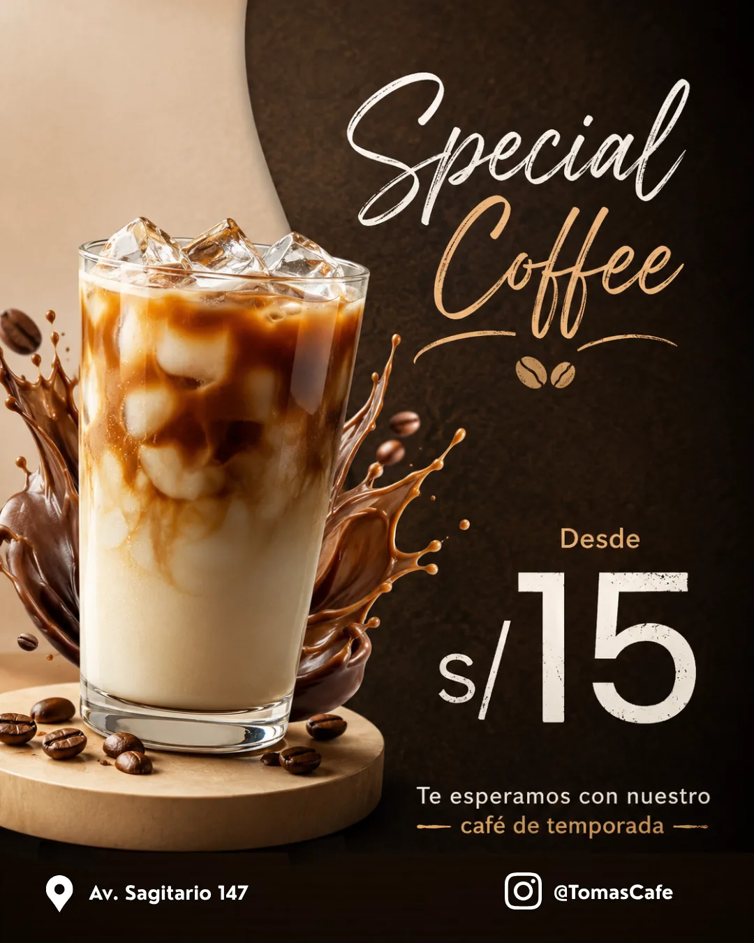 Post de producto especial de café
